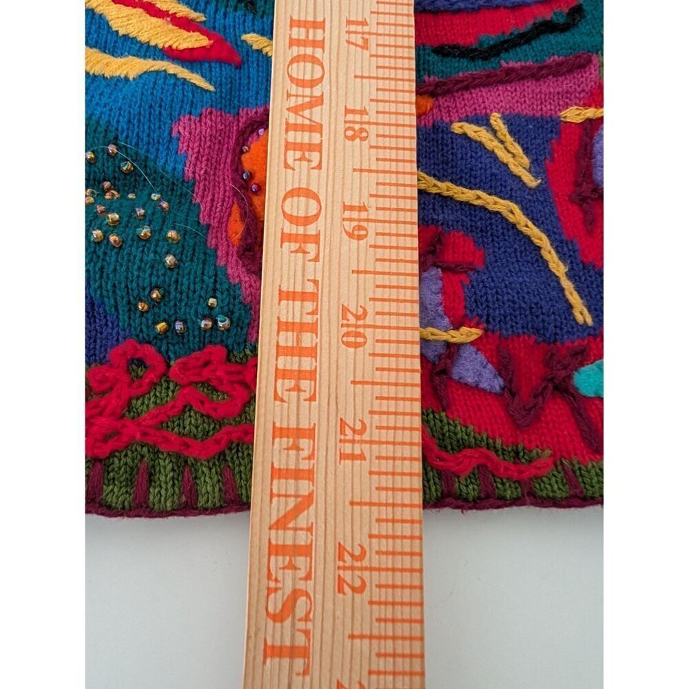 Vintage 90s Michael Simon Artsy Beaded Cardigan Womens Size Small Embroidered - Picture 12 of 12